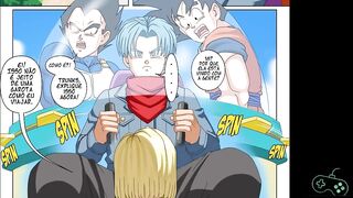 Trunks Fudendo Android 18 enquanto Kuririn fica Olhando - DBZ Parody