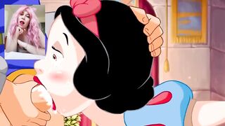 Snow White sucks hard and cum on his face