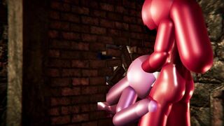 Among Us Threesome - Pink Stuck in Wall (futa, japanese)