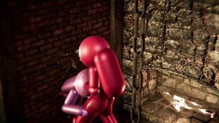 Among Us Threesome - Pink Stuck in Wall (futa, japanese)