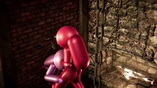 Among Us Threesome - Pink Stuck in Wall (futa, japanese)