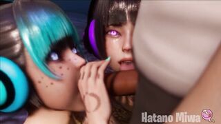 【Hatano Miwa MMD DANCER】Hatano Miwa, Hiniwa delicious double blowjob naughty thirsty mouths