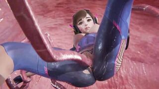 D.Va Gets Roughly Fucked By Tentacles