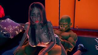 3d hentai animation - a neat woman meets ork.