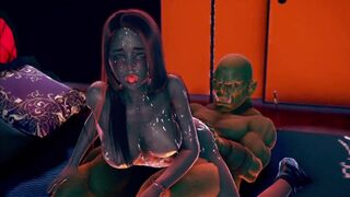 3d hentai animation - a neat woman meets ork.