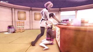 Boruto deepthroats Futa Sakura Fat Cock while riding Dildo