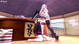 Boruto deepthroats Futa Sakura Fat Cock while riding Dildo