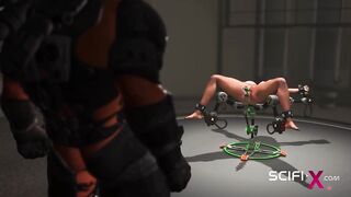 Cyberpunk dreams. Super hot hand cuffed slutty girl gets fucked rough by sci-fi soldier