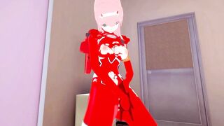 Zero Two in exoskeleton caresses her pussy, shakes and cums | womens locker room [3d hentai]