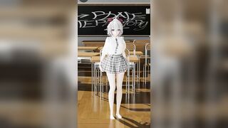 GENSHIN IMPACT GANYU SCHOOL UNIFORM CLASSROOM UNDRESS DANCE 3D VERTICAL SCREEN HENTAI WHITE HAIR