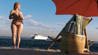 A Day at The Beach - Slutty MILF fucked in the Ass by rich stranger on his Yacht