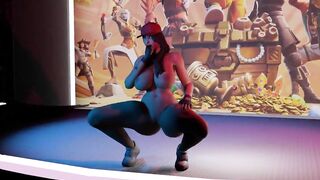 Fortnite Ruby Nude Thicc Twerk Loop - Kpop Chocolate Cream - 3D Hentai