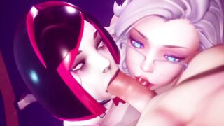 Subverse - blowjob threesome | Best Friends Suck one Dick | Girl in glasses