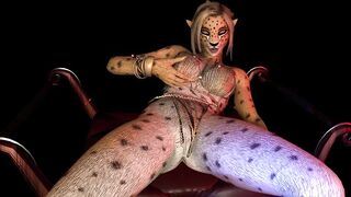cheetah girl masturbates vigorously furry cosplay