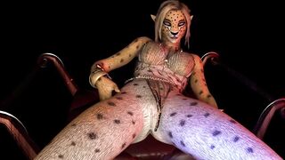 cheetah girl masturbates vigorously furry cosplay