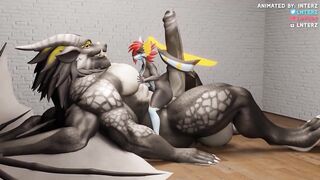 Dragon Dick being ridden by Shark Girl Animation