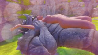 Olivia on a huge furry cock