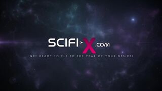 Area 51. Sci-fi android futa plays with a sexy busty hottie in the lab