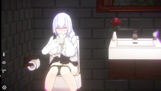 Top hentai NSFW 18+ game Doll room sucking my dick while sitting on the toilet