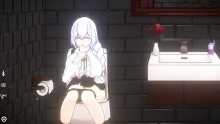 Top hentai NSFW 18+ game Doll room sucking my dick while sitting on the toilet