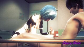 Evangelion Hentai 3D - Rei Jerk off Shinji and cum in her face