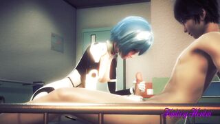 Evangelion Hentai 3D - Rei Jerk off Shinji and cum in her face