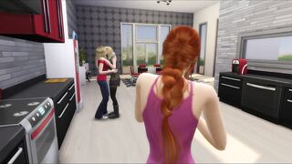 Naked white lady dances outside