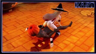 A witch at a Halloween party fucks with a black guy