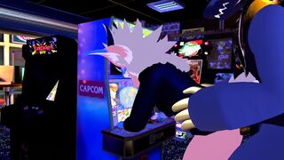 Female Nardoragon gets pounded in arcade by wicker