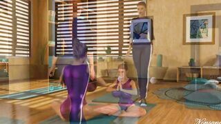Futa Lesson - Yoga Instructor Fucked by Big Dick Futanari Blonde