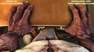 Rachel destryed by Huge Monster Cock, 3d Animation