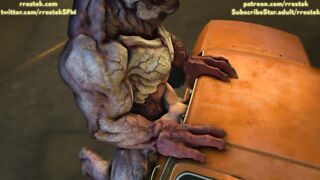 Rachel destryed by Huge Monster Cock, 3d Animation