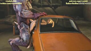 Rachel destryed by Huge Monster Cock, 3d Animation