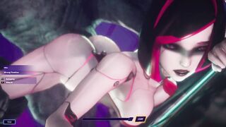Subverse - Huge furry monster with giant dick cumshot in cyberpunk girl