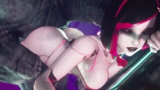 Subverse - Huge furry monster with giant dick cumshot in cyberpunk girl