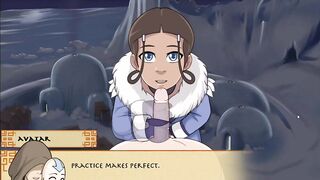 Four Elements Trainer Katara gave a blowjob in the winter outdoors and continued in the yurt