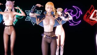 [MMD] Genshin Impact Jean Keqing McGeo Barbara Hot Strip Dance 4K UHD 60FPS