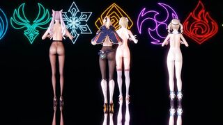[MMD] Genshin Impact Jean Keqing McGeo Barbara Hot Strip Dance 4K UHD 60FPS