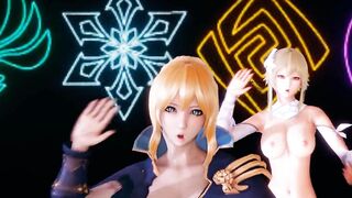 [MMD] Genshin Impact Jean Keqing McGeo Barbara Hot Strip Dance 4K UHD 60FPS