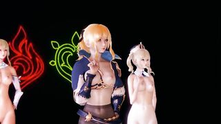 [MMD] Genshin Impact Jean Keqing McGeo Barbara Hot Strip Dance 4K UHD 60FPS