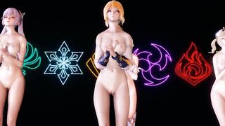 [MMD] Genshin Impact Jean Keqing McGeo Barbara Hot Strip Dance 4K UHD 60FPS