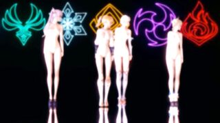 [MMD] Genshin Impact Jean Keqing McGeo Barbara Hot Strip Dance 4K UHD 60FPS