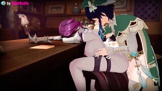 Venti fucks Sleepy Rosaria in the ass - Genshin Impact 3d animation loop with sound