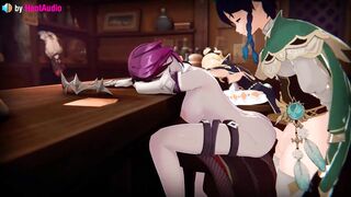 Venti fucks Sleepy Rosaria in the ass - Genshin Impact 3d animation loop with sound