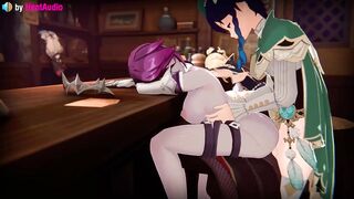 Venti fucks Sleepy Rosaria in the ass - Genshin Impact 3d animation loop with sound