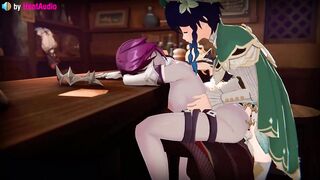 Venti fucks Sleepy Rosaria in the ass - Genshin Impact 3d animation loop with sound
