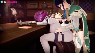 Venti fucks Sleepy Rosaria in the ass - Genshin Impact 3d animation loop with sound