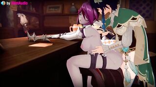 Venti fucks Sleepy Rosaria in the ass - Genshin Impact 3d animation loop with sound