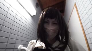男の娘が公衆トイレでオナニー♡ドキドキして大量射精！