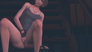Jill Valentine masturbates on the stairs